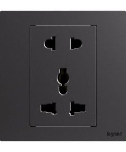 Ổ cắm đa năng chuẩn euro-us 1G 16A 250V AC Dark sliver Galion up – GA31090DS