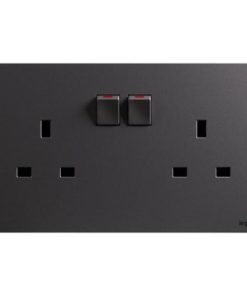Ổ cắm đôi chuẩn BS 13A có công tắc Dark sliver Galion up – GA32100DS