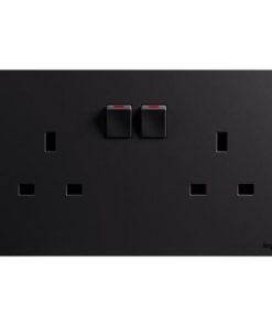 Ổ cắm đôi chuẩn BS 13A có công tắc Matt Black Galion up – GA32100MB
