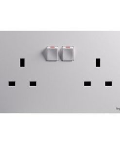 Ổ cắm đôi chuẩn BS 13A có công tắc Matt White Galion up – GA32100MW