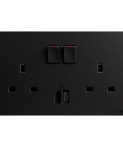 Ổ cắm chuẩn BS 13A 2G có công tắc USB-A + USB-C 27W Graphite Galion up - GA33033GR