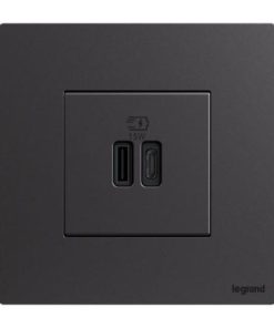 Ổ cắm sạc USB kép A+C 15W Dark sliver Galion up - GA34141DS
