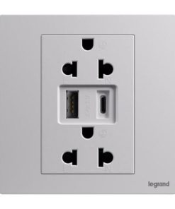 Ổ cắm 1G Euro-US 16A tích hợp USB A+C 3A Matt White - GA33136MW