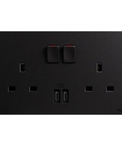 Ổ cắm đôi 13A chuẩn BS có công tắc kèm 2 cổng USB-C 36W Graphite - GA33137GR
